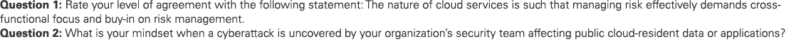 Question 1: Rate your level of agreement with the following statement: The nature of cloud services is such that mana...