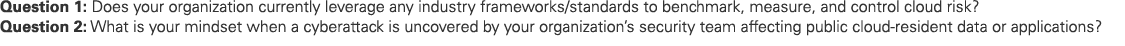 Question 1: Does your organization currently leverage any industry frameworks/standards to benchmark, measure, and co...