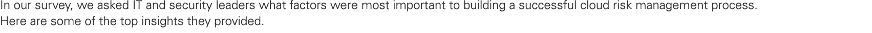 In our ﻿survey, we asked IT and security leaders what factors were most important to building a successful cloud risk...
