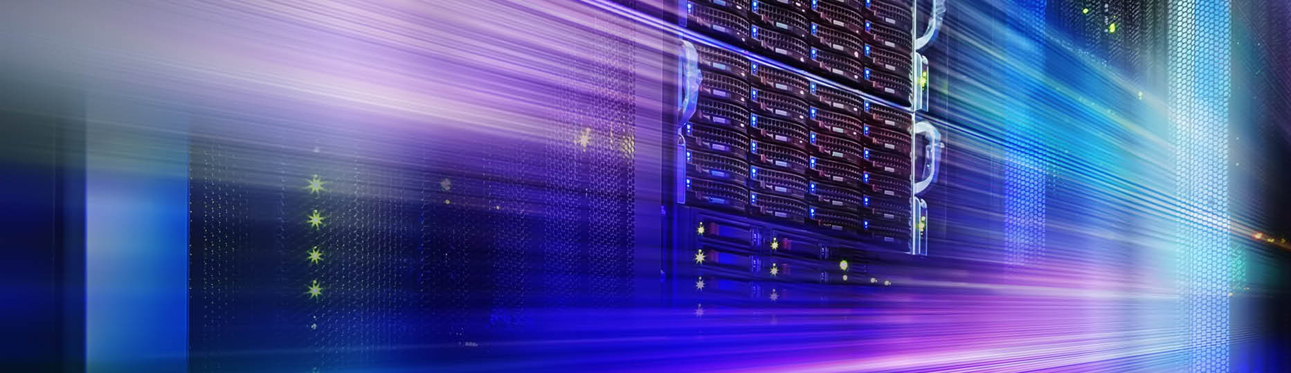 supercomputer disk storage in series of data center equipment. motion blur