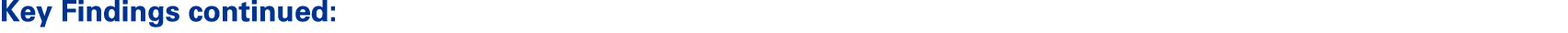 Key Findings continued: