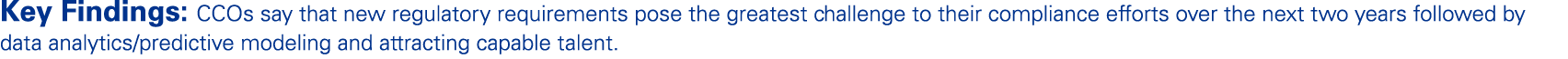 Key Findings: CCOs say that new regulatory requirements pose the greatest challenge to their compliance efforts over ...