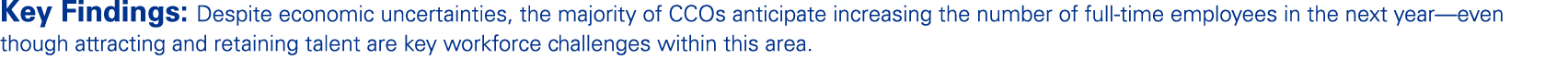 Key Findings: Despite economic uncertainties, the majority of CCOs anticipate increasing the number of full time empl...
