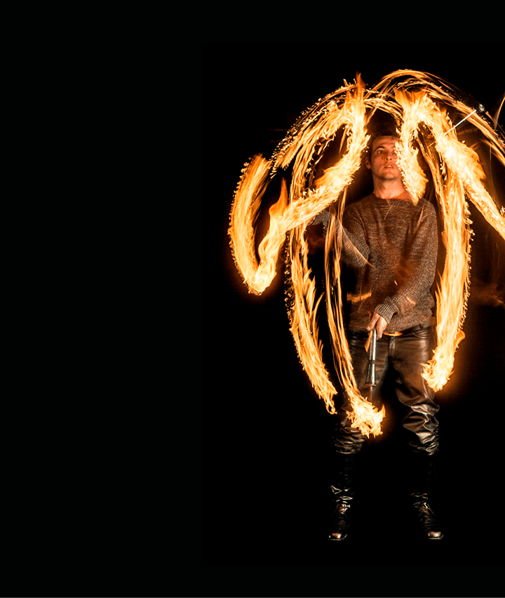 Fire eater doing fire performance