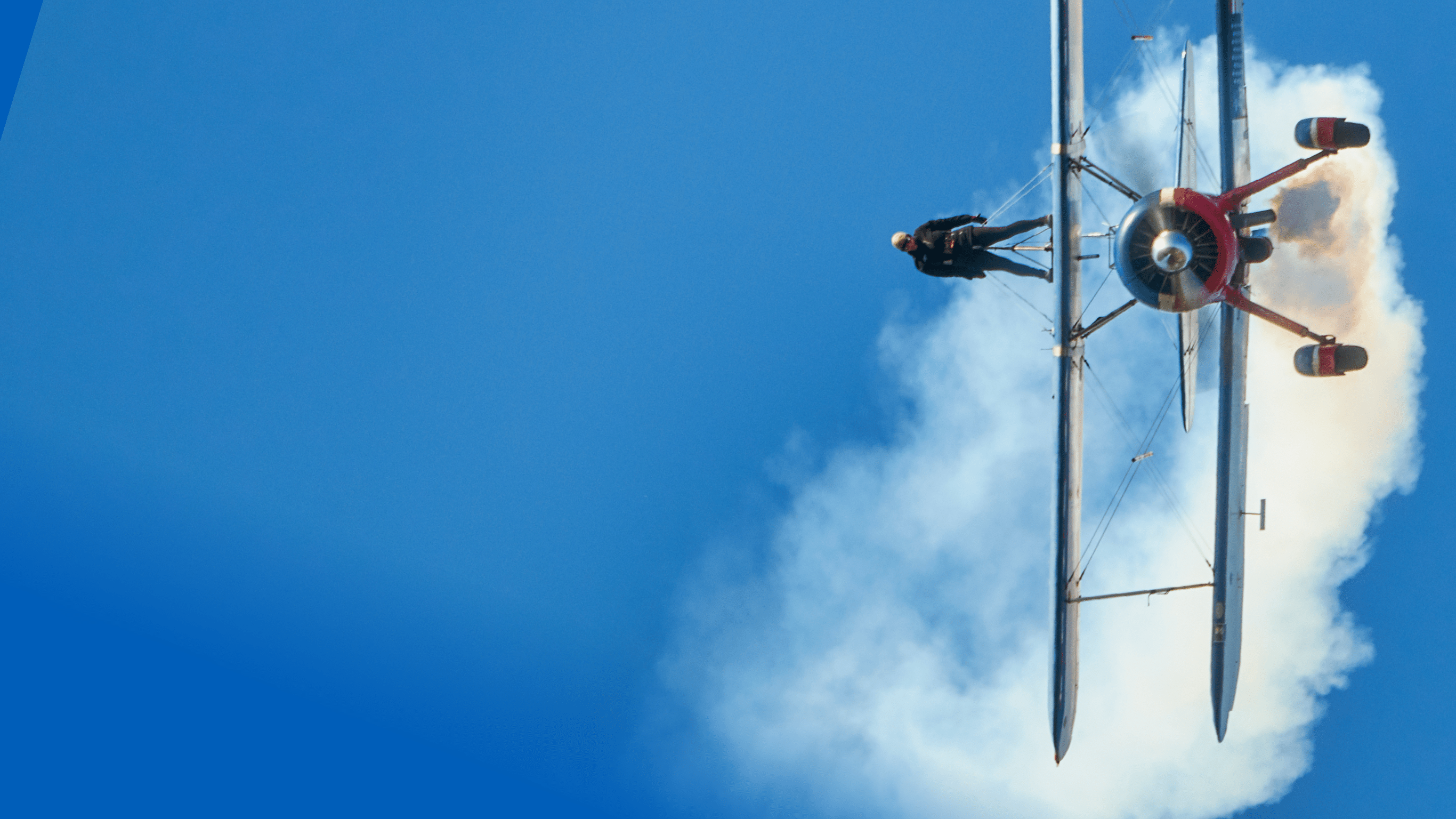 Wing Walker on Biplane come hurling toward the ground