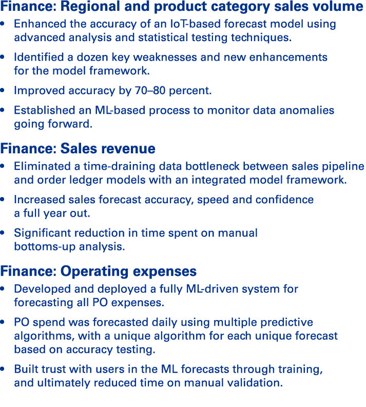 Finance: Regional and product category sales volume   Enhanced the accuracy of an IoT-based forecast model using adva   